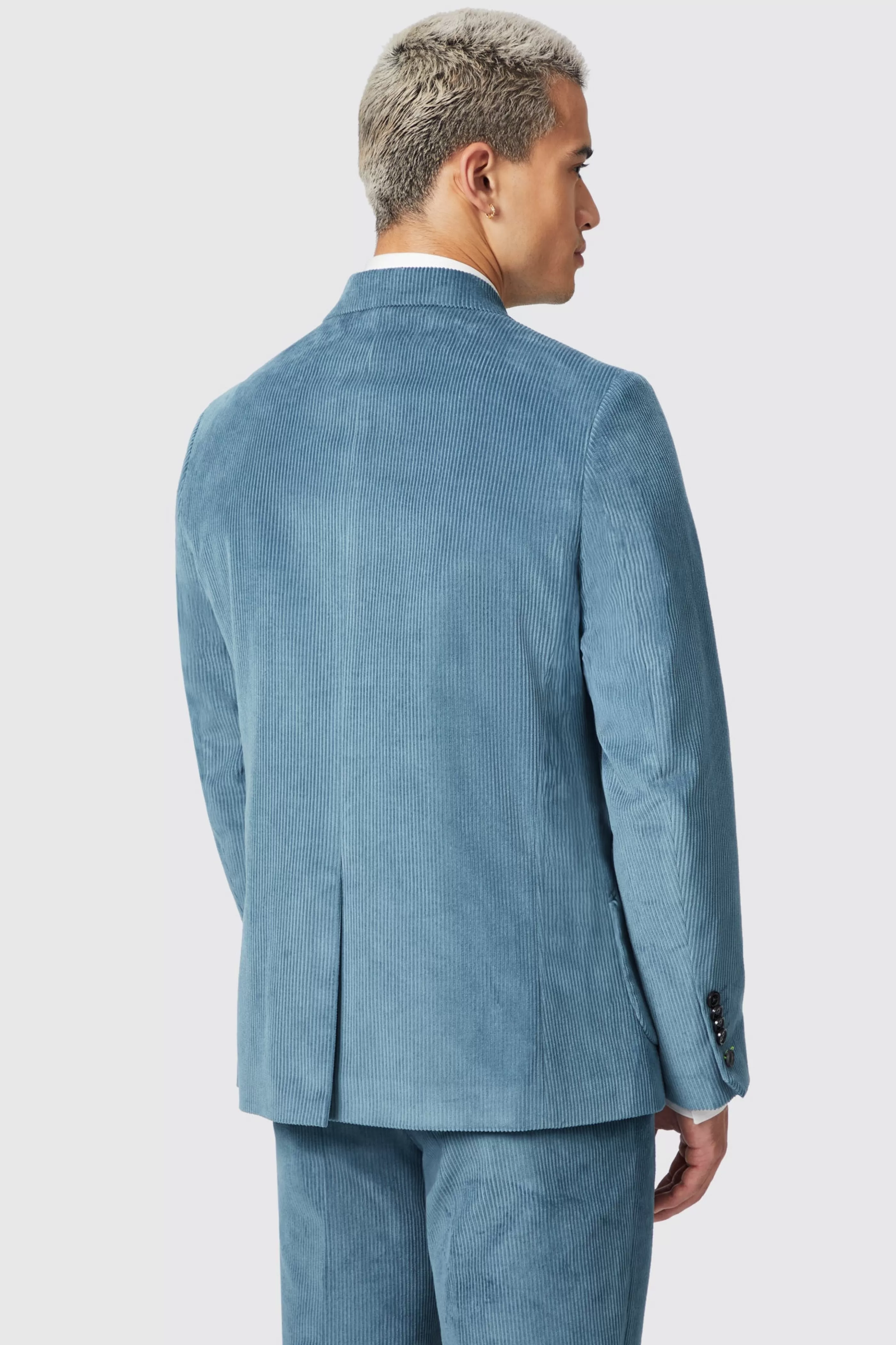 Aston Slim Fit Blue Corduroy Double Breasted Jacket | Twisted Tailor Discount