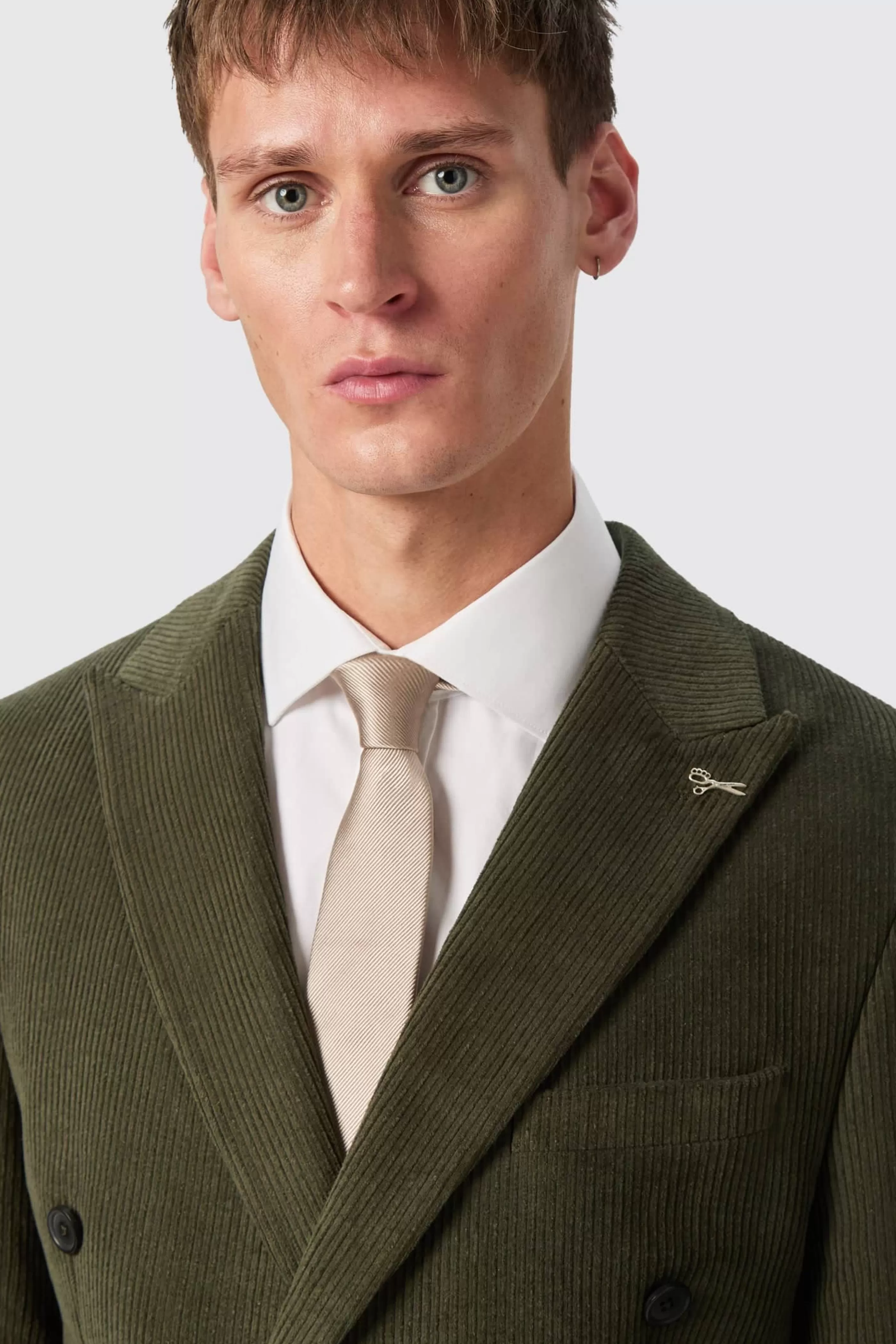 Brisbane Slim Fit Green Corduroy Double Breasted Jacket | Twisted Tailor Online
