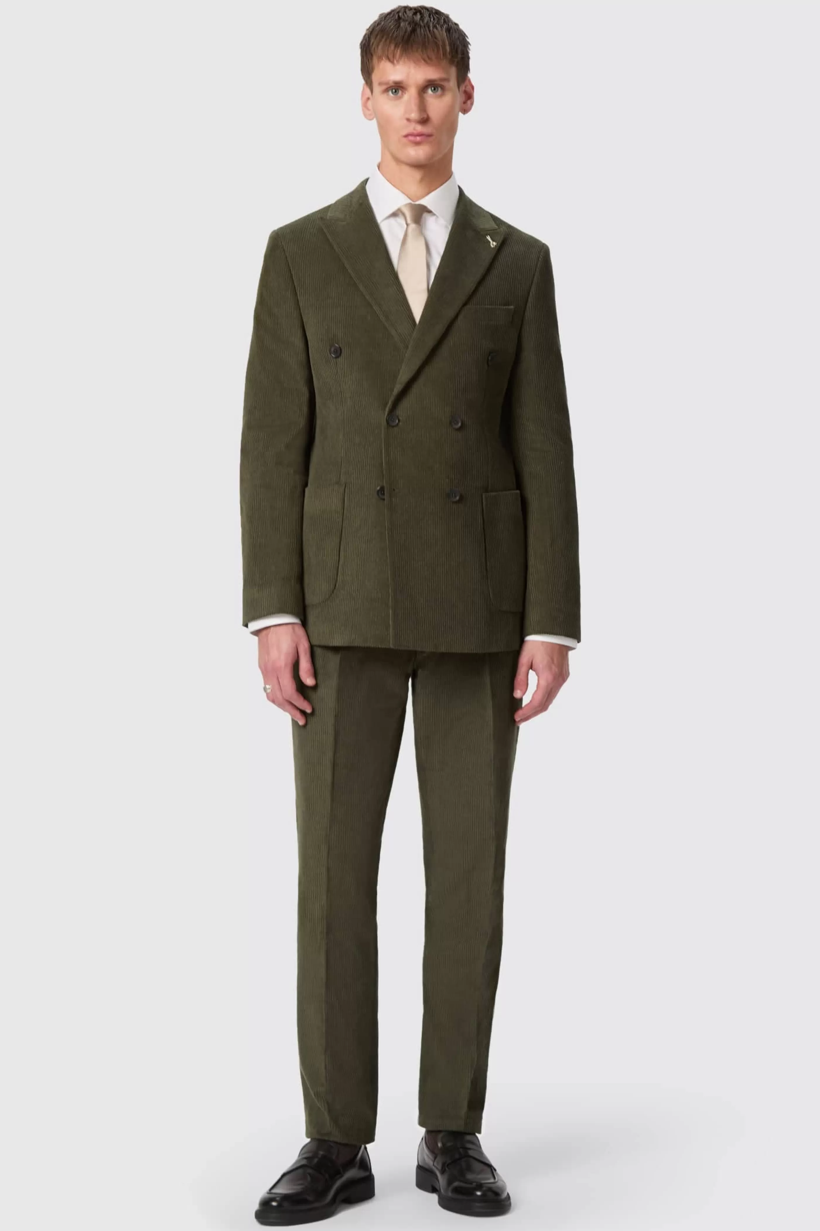 Brisbane Slim Fit Green Corduroy Double Breasted Suit | Twisted Tailor Discount
