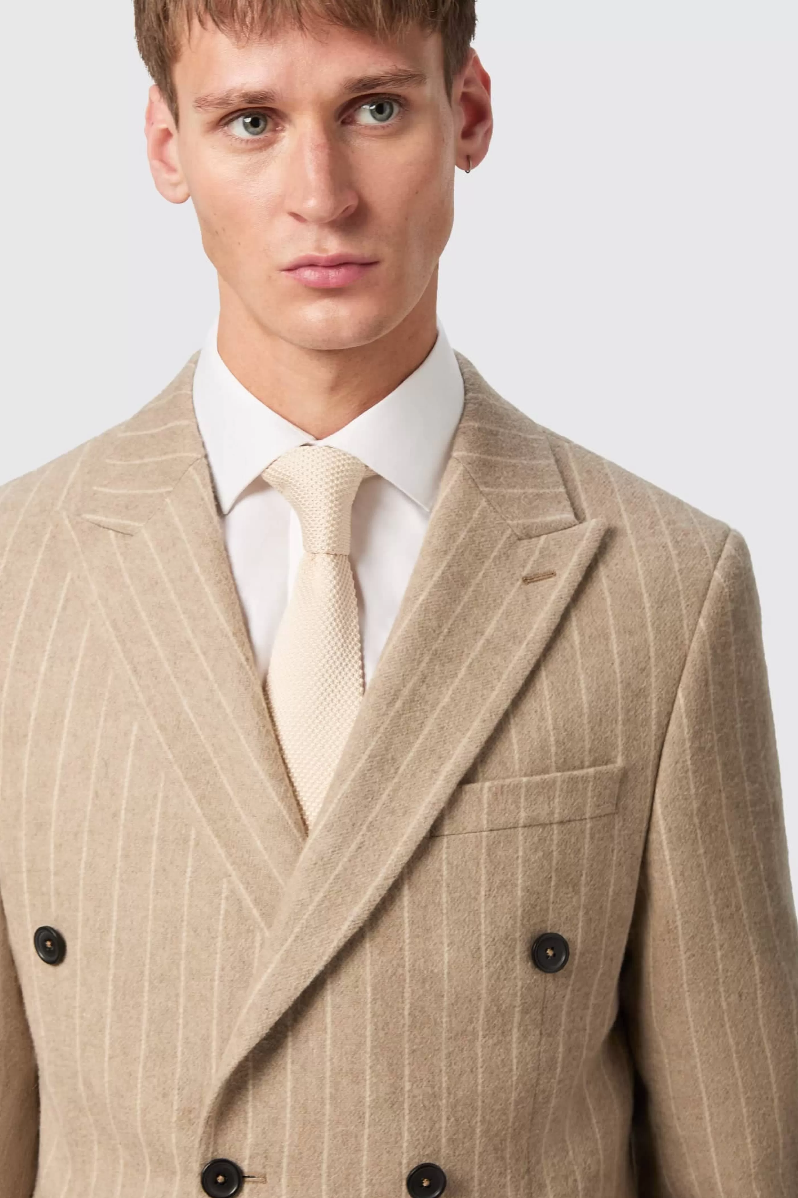 Cornwall Slim Fit Beige Pinstripe Double Breasted Suit | Twisted Tailor Cheap
