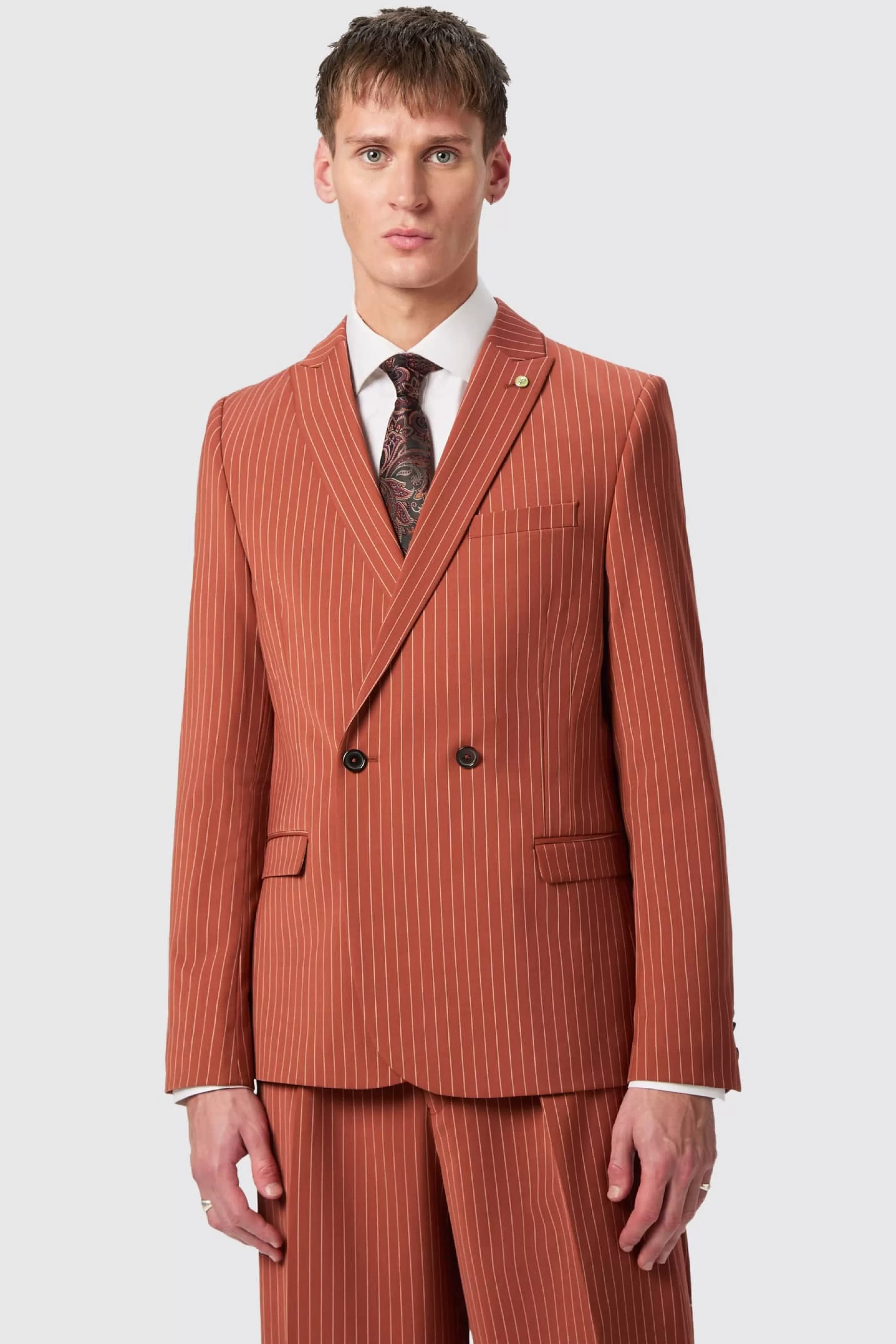 Cortese Oversized Burnt Orange Pinstripe Jacket | Twisted Tailor Shop
