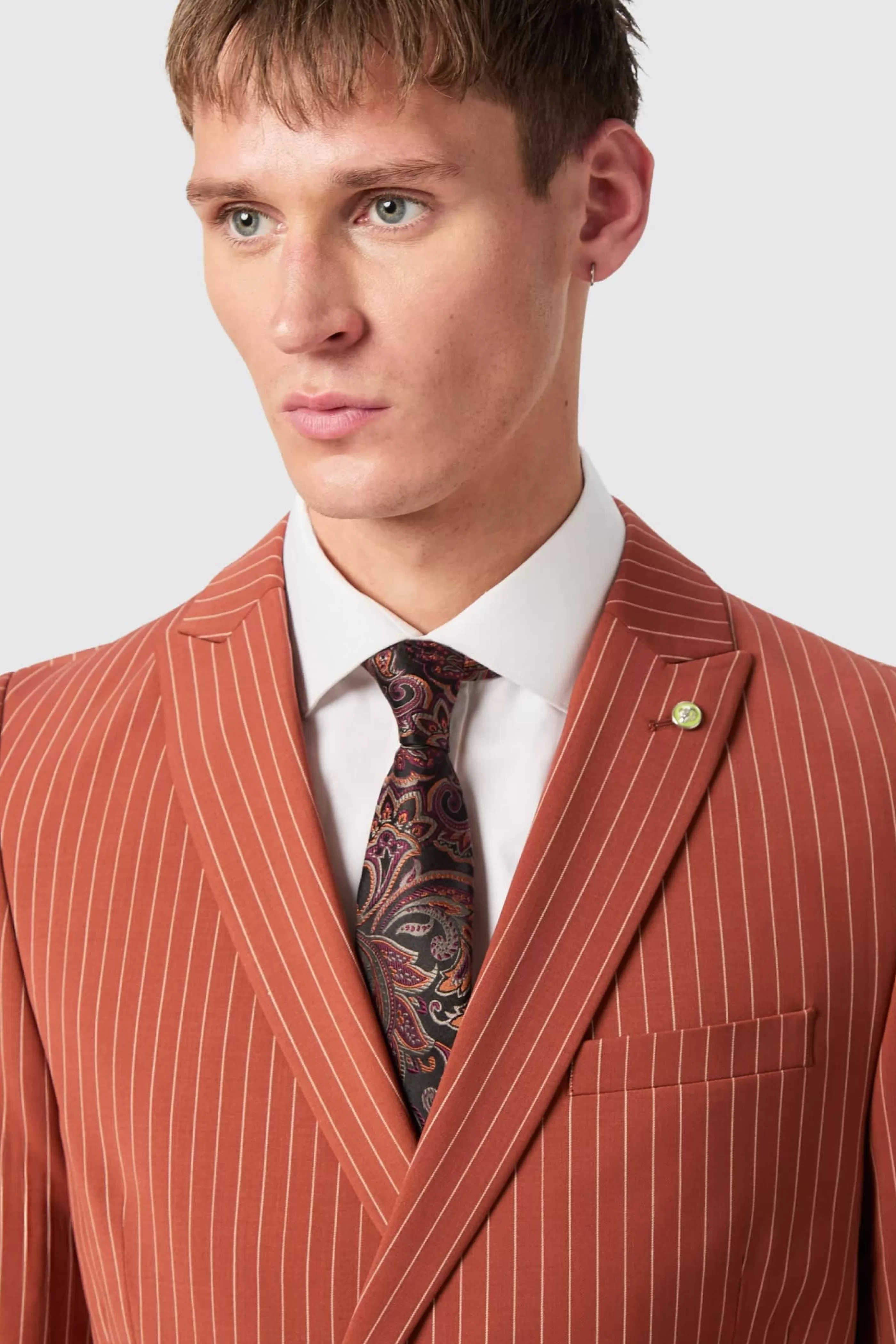 Cortese Oversized Burnt Orange Pinstripe Jacket | Twisted Tailor Shop