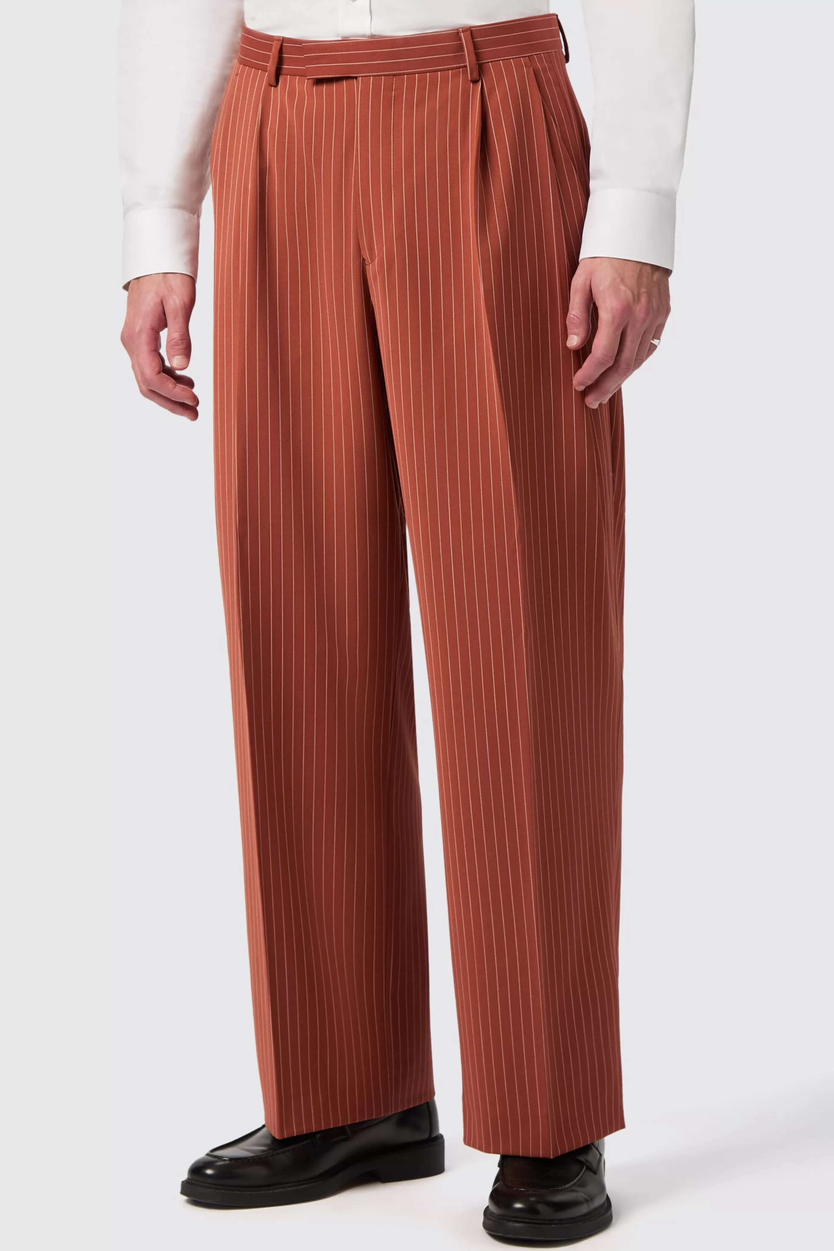 Cortese Oversized Burnt Orange Pinstripe Trousers | Twisted Tailor Hot