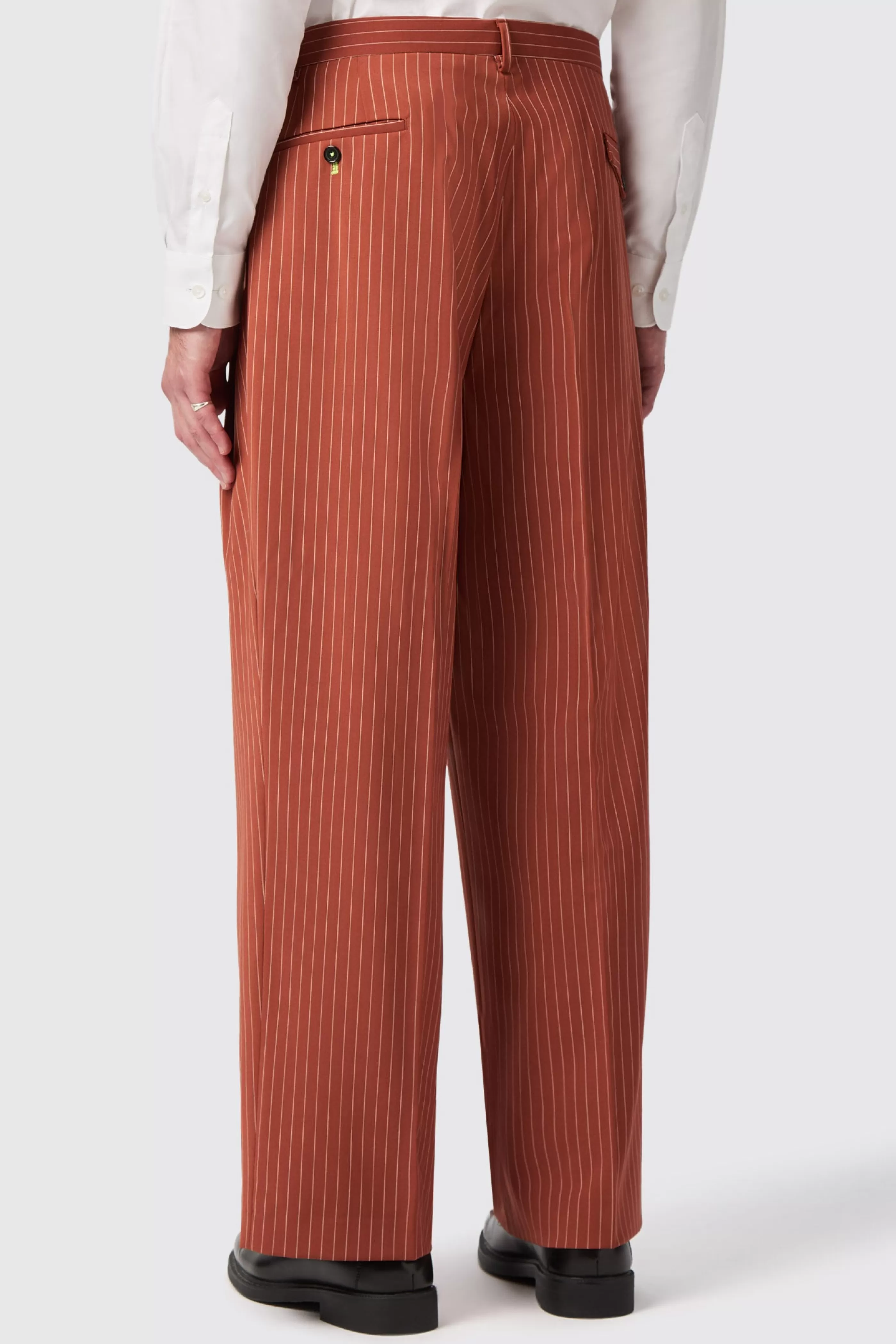 Cortese Oversized Burnt Orange Pinstripe Trousers | Twisted Tailor Hot