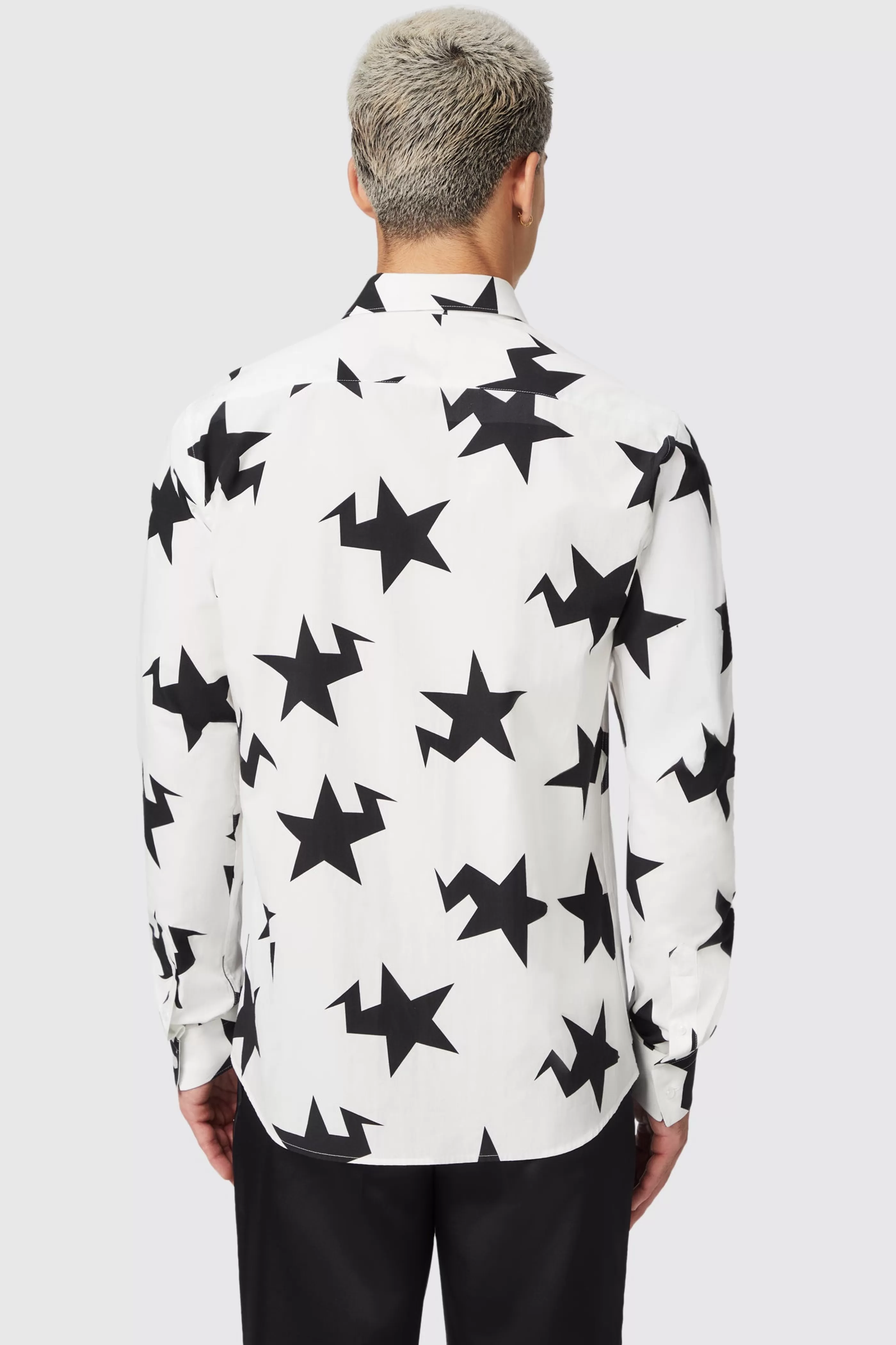 Grosjean Slim Fit White Cotton Star Print Shirt | Twisted Tailor Outlet