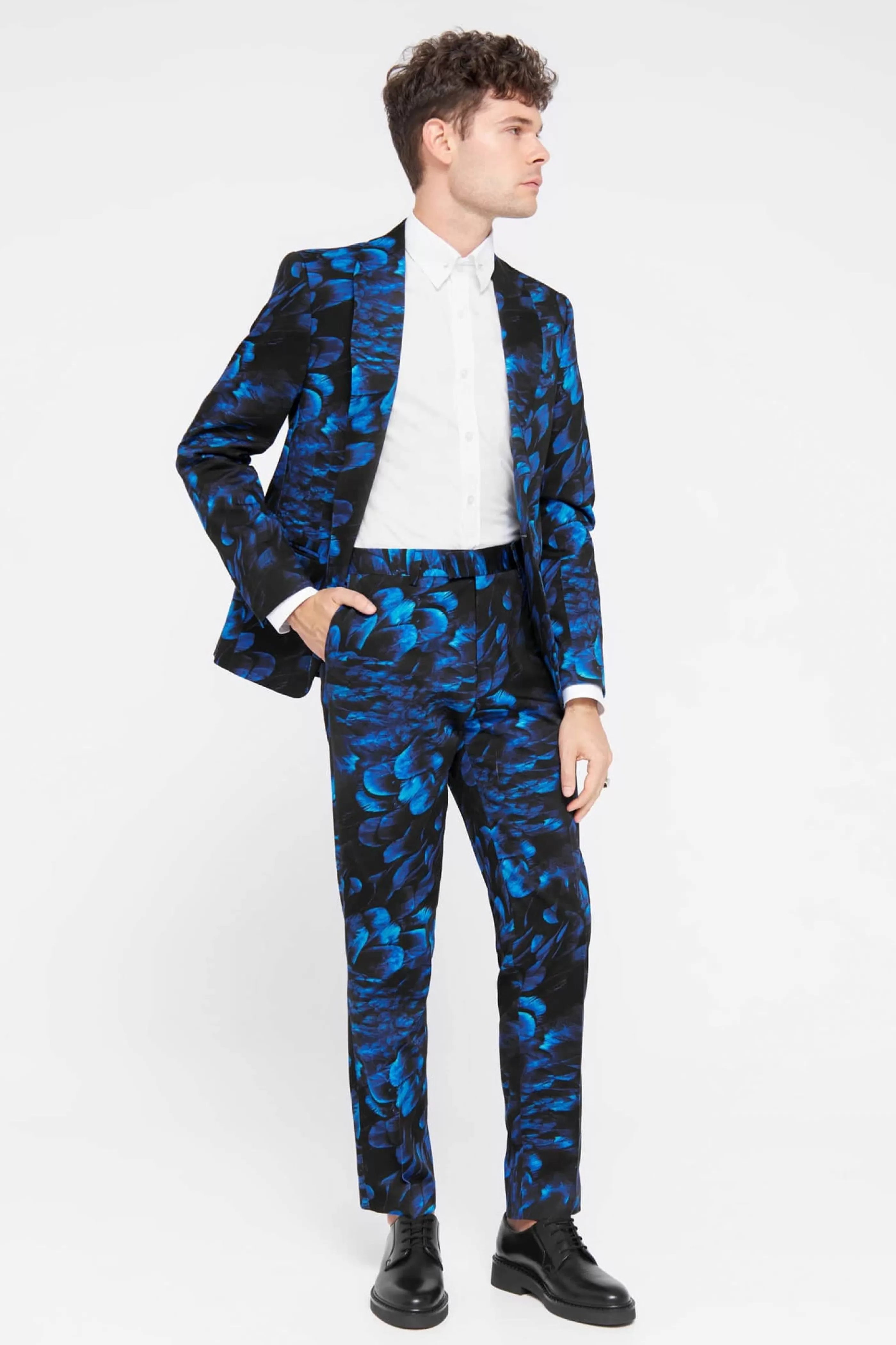 Heron Slim Fit Blue Floral Cotton Suit | Twisted Tailor Outlet