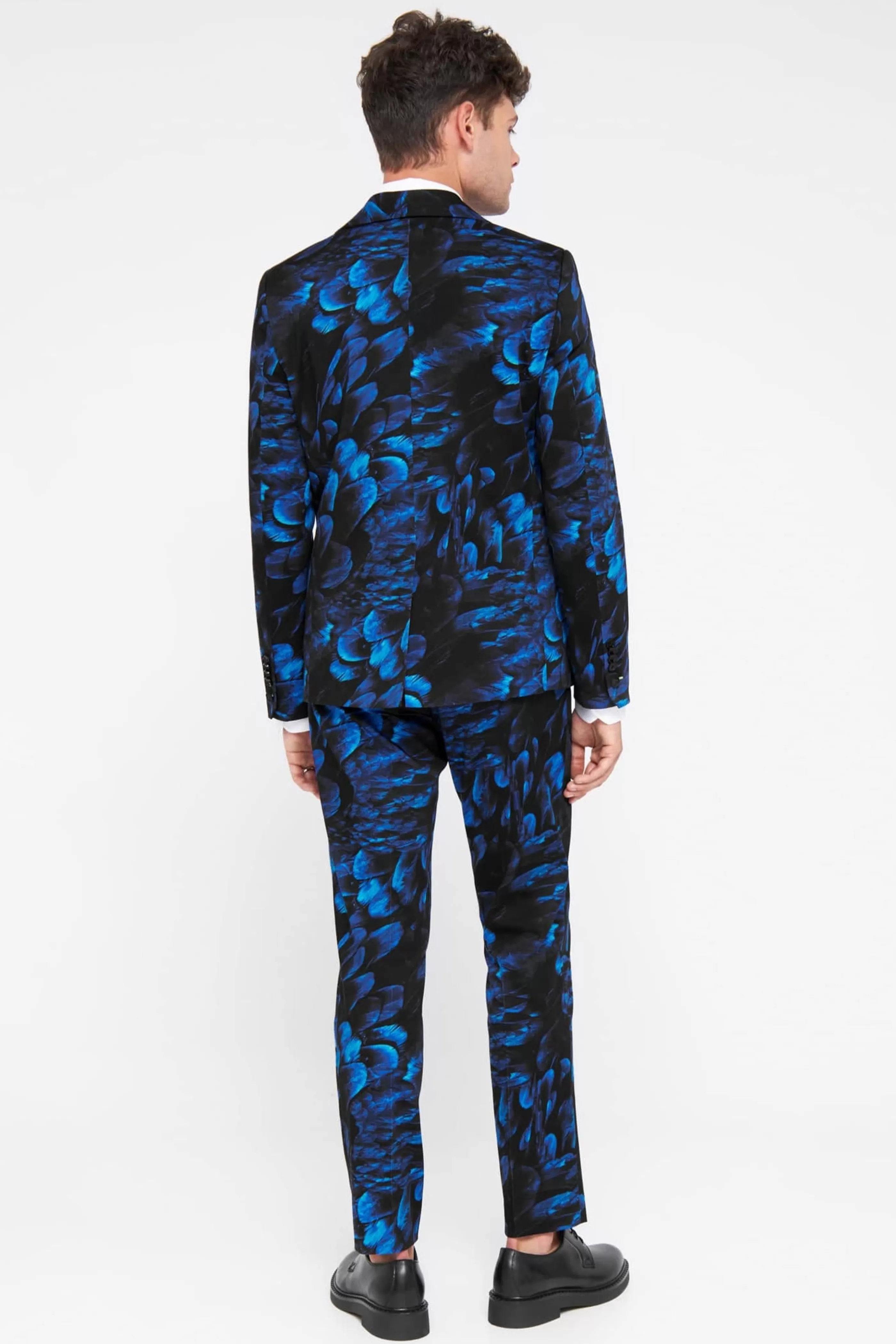 Heron Slim Fit Blue Floral Cotton Suit | Twisted Tailor Outlet