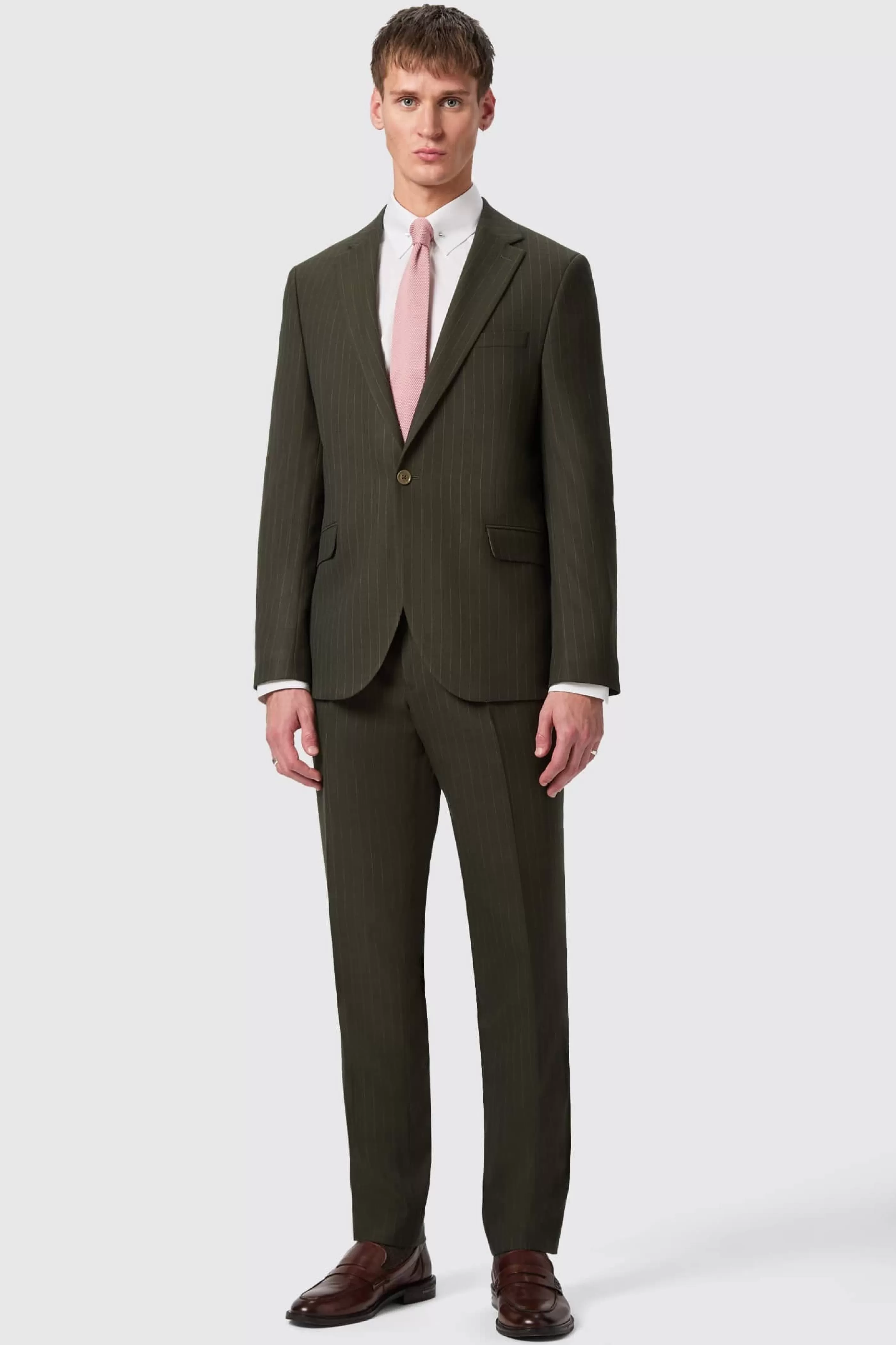 Hodge Slim Fit Green Pinstripe Suit | Twisted Tailor Fashion