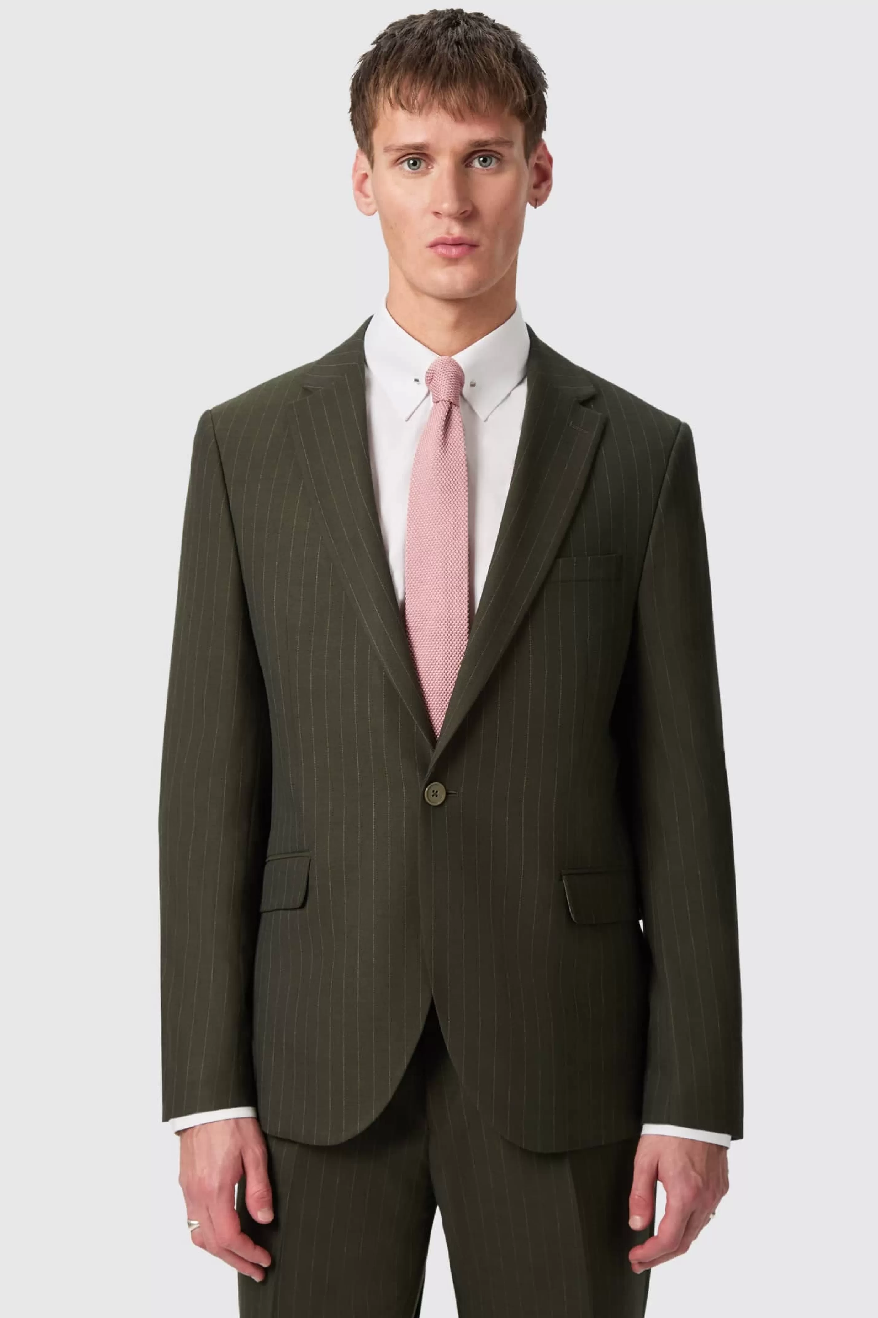 Hodge Slim Fit Green Pinstripe Suit | Twisted Tailor Fashion