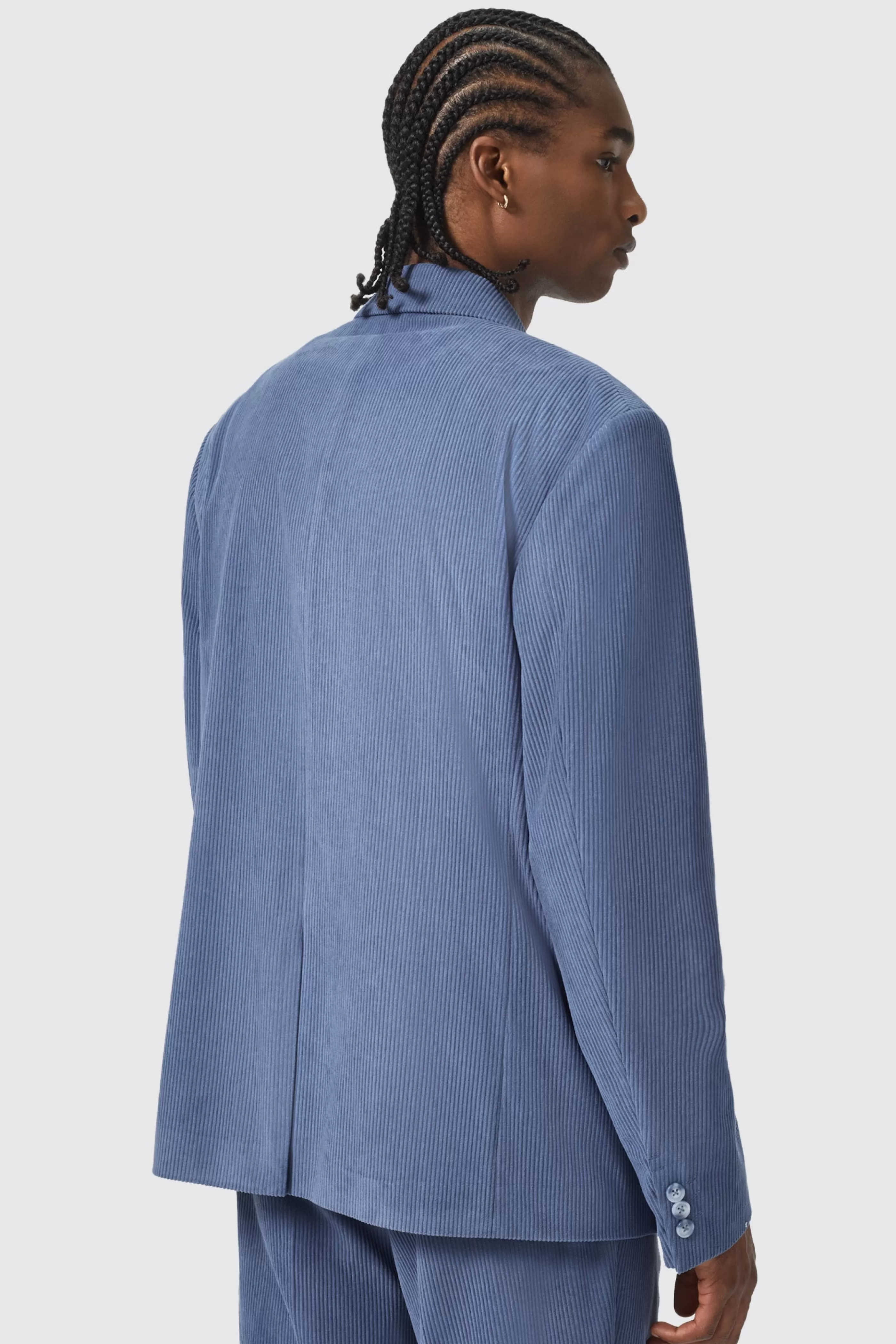 Pirlo Oversized Double Breasted Blue Corduroy Jacket | Twisted Tailor New