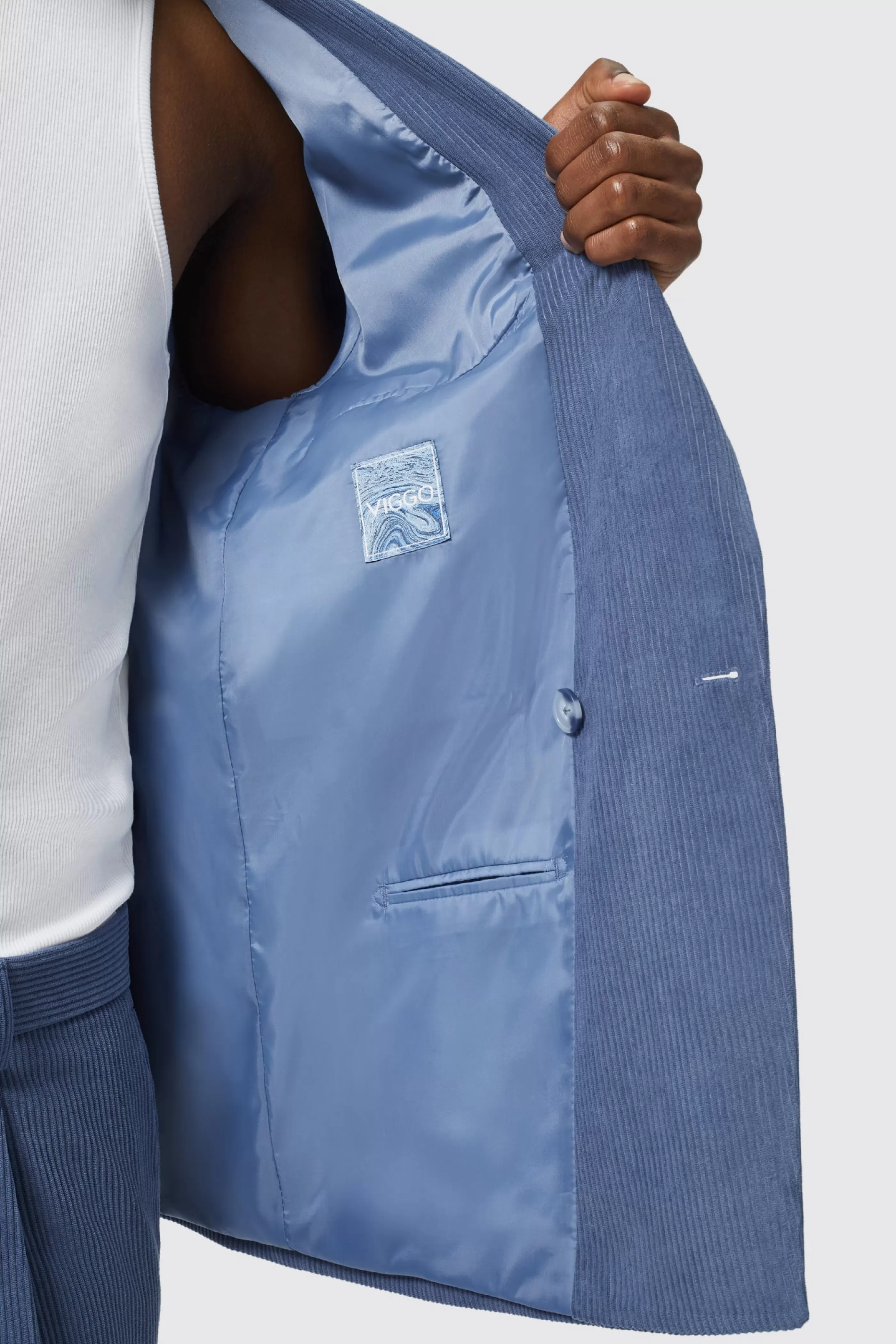 Pirlo Oversized Double Breasted Blue Corduroy Suit | Twisted Tailor Fashion