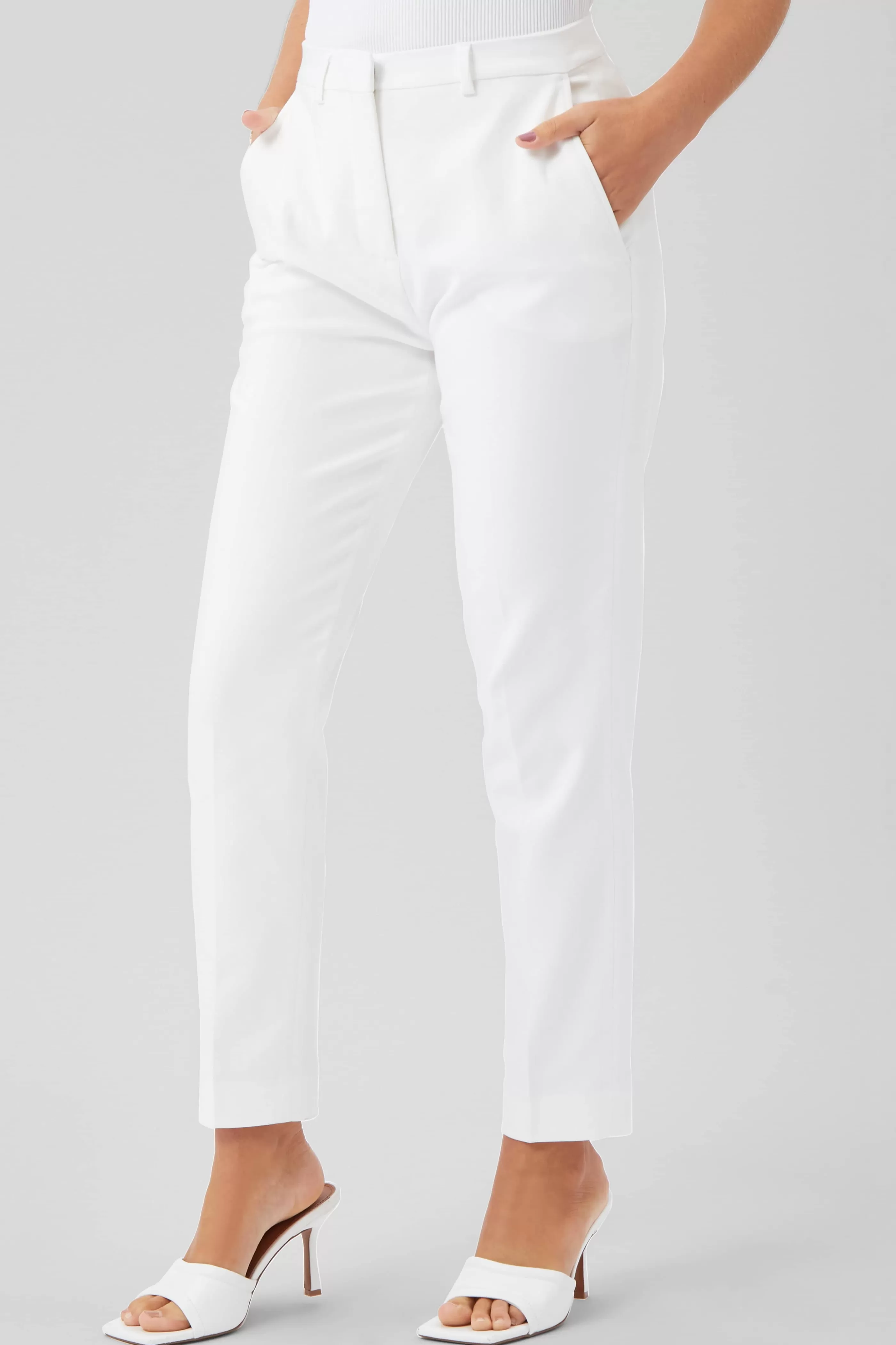 Sian Skinny Fit White Cotton Trousers | Twisted Tailor Discount