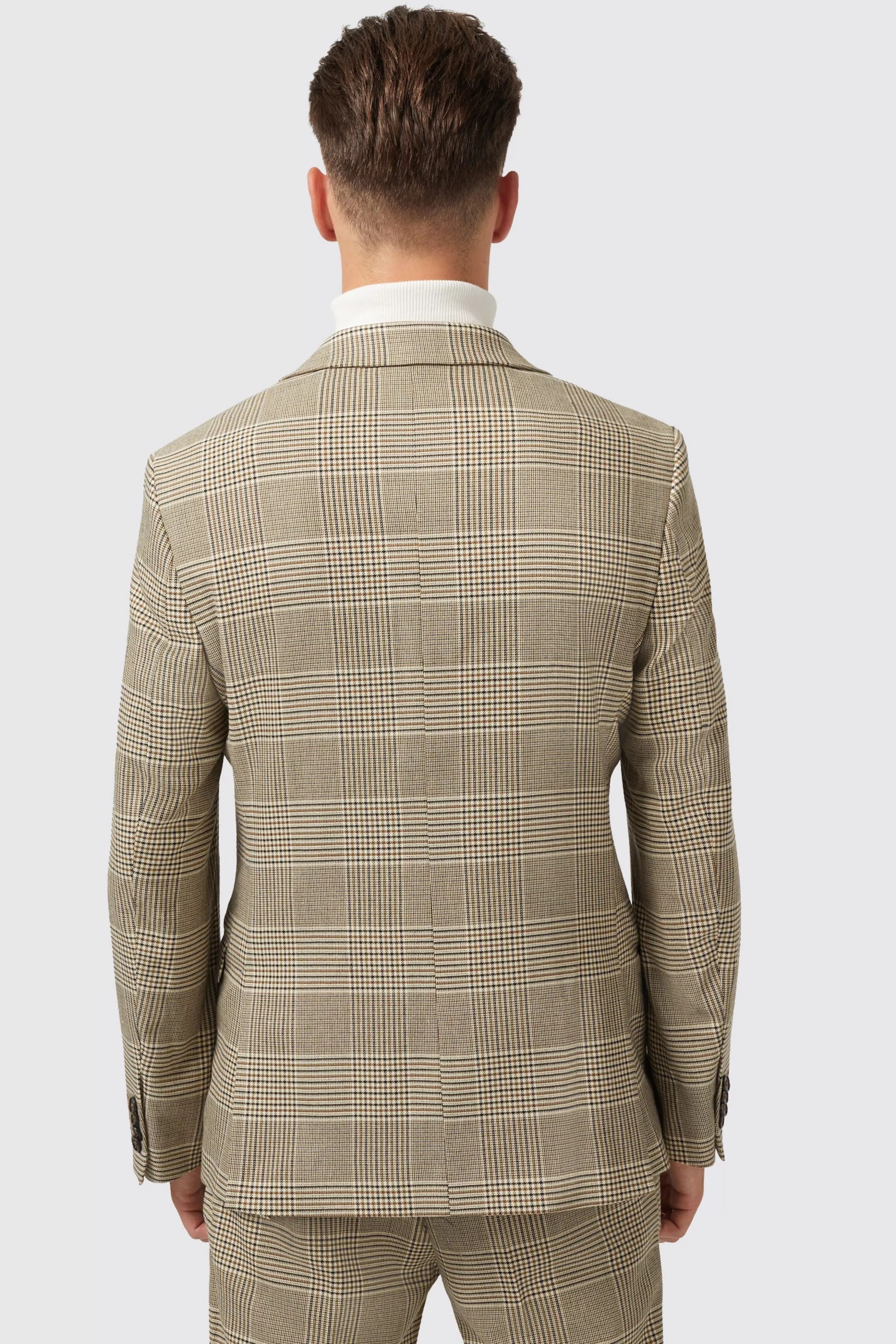 Strauss Slim Fit Neutral Check Jacket | Twisted Tailor Shop