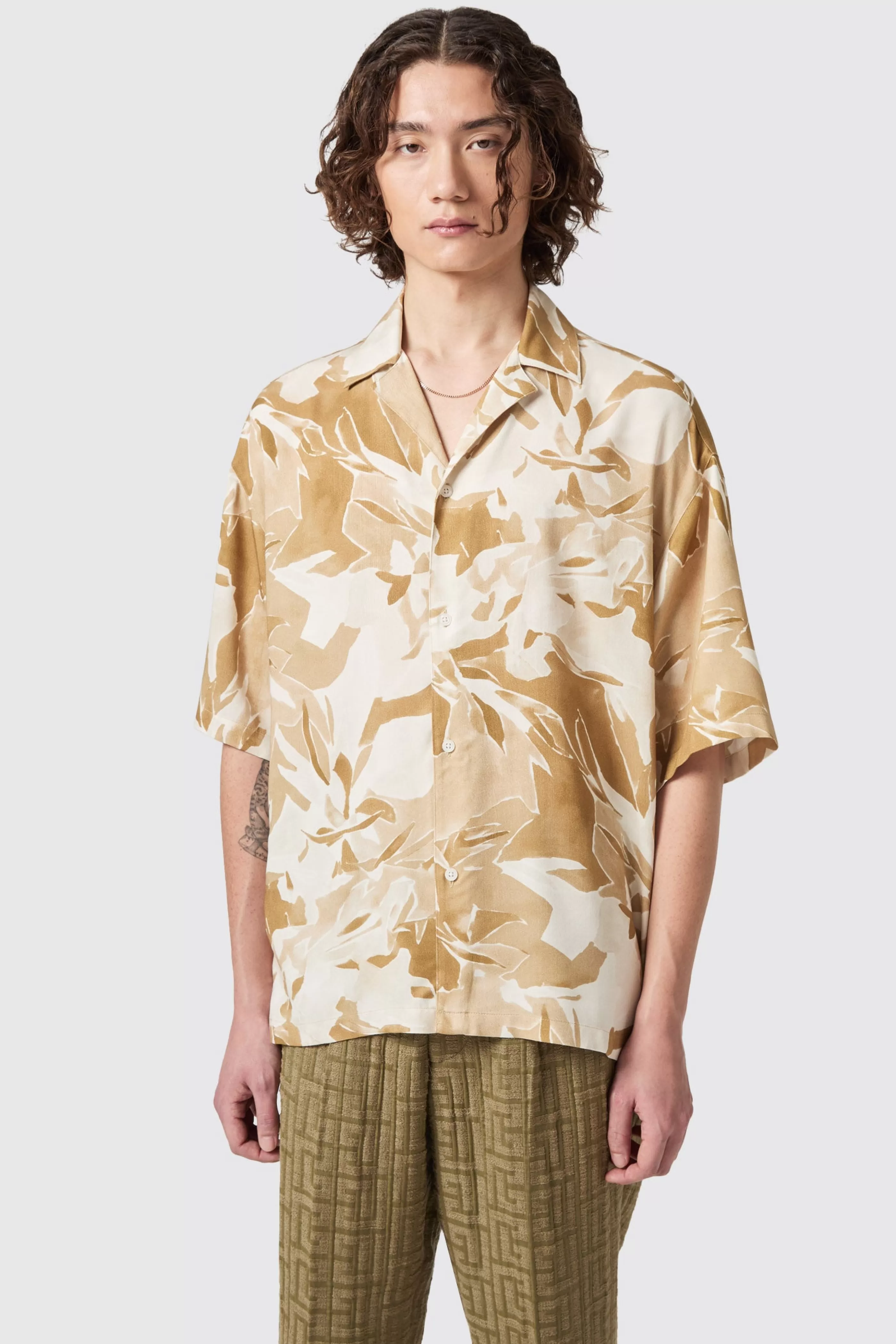 Vitrail Oversized Brown Abstract Shirt | Twisted Tailor Cheap