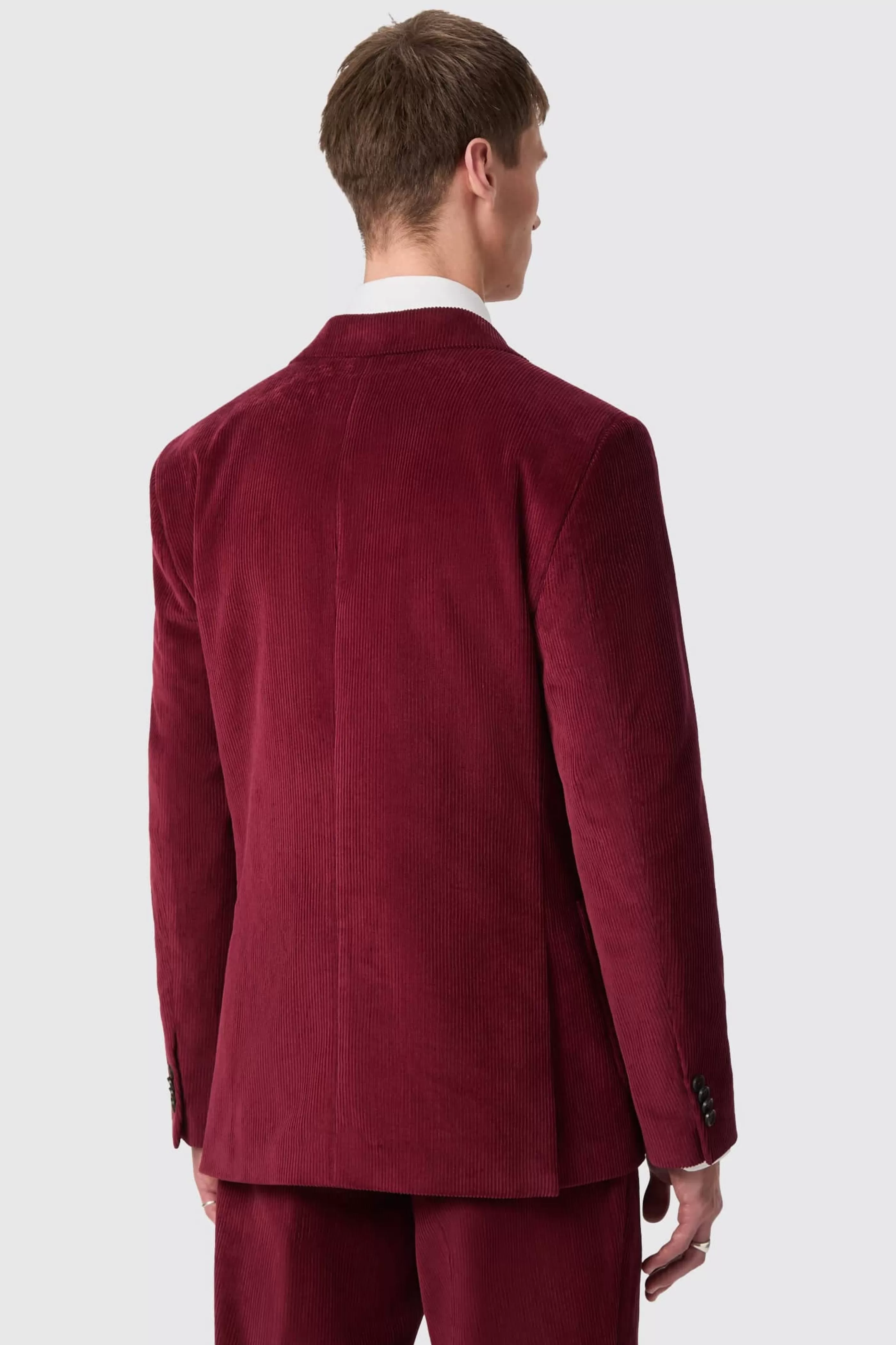 Waugh Slim Fit Burgundy Corduroy Double Breasted Jacket | Twisted Tailor Store