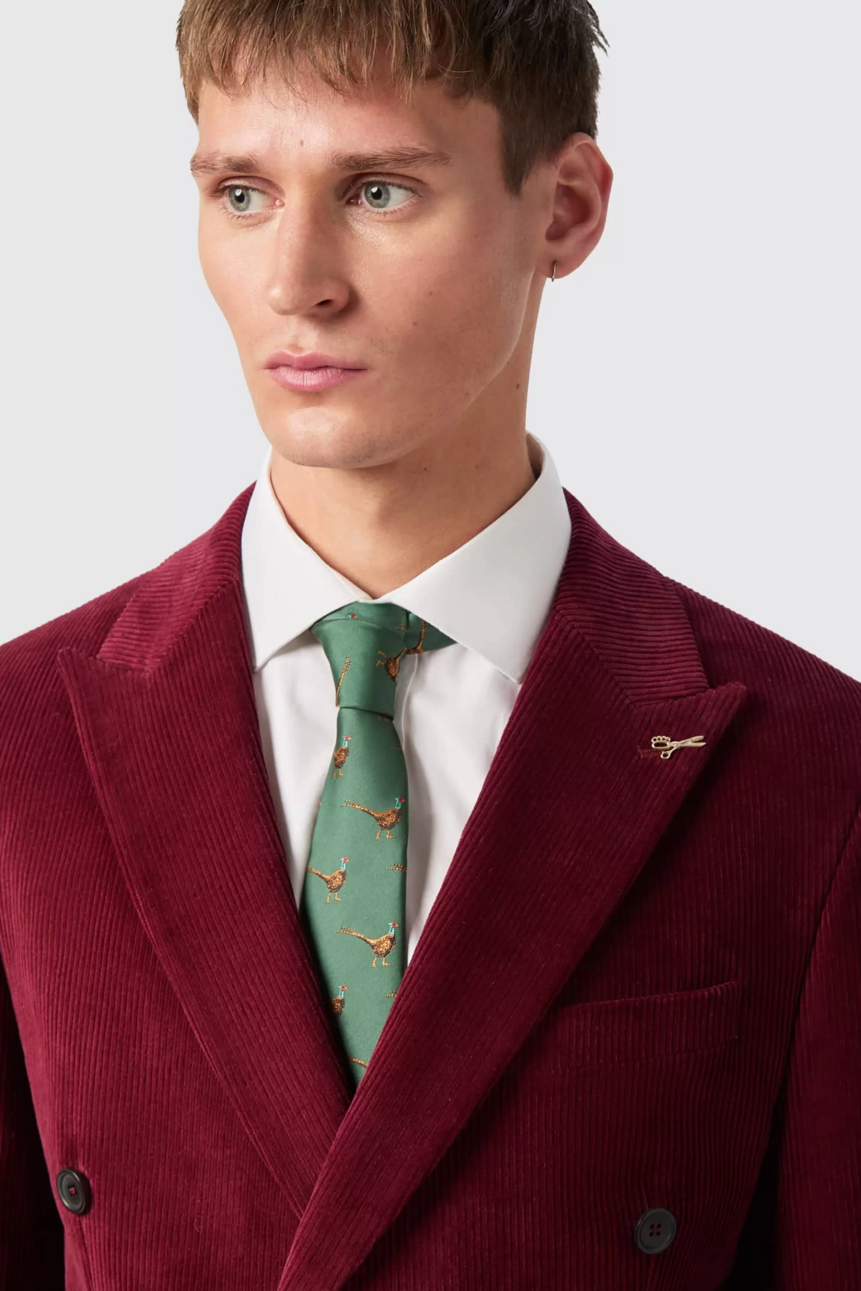 Waugh Slim Fit Burgundy Corduroy Double Breasted Suit | Twisted Tailor Outlet