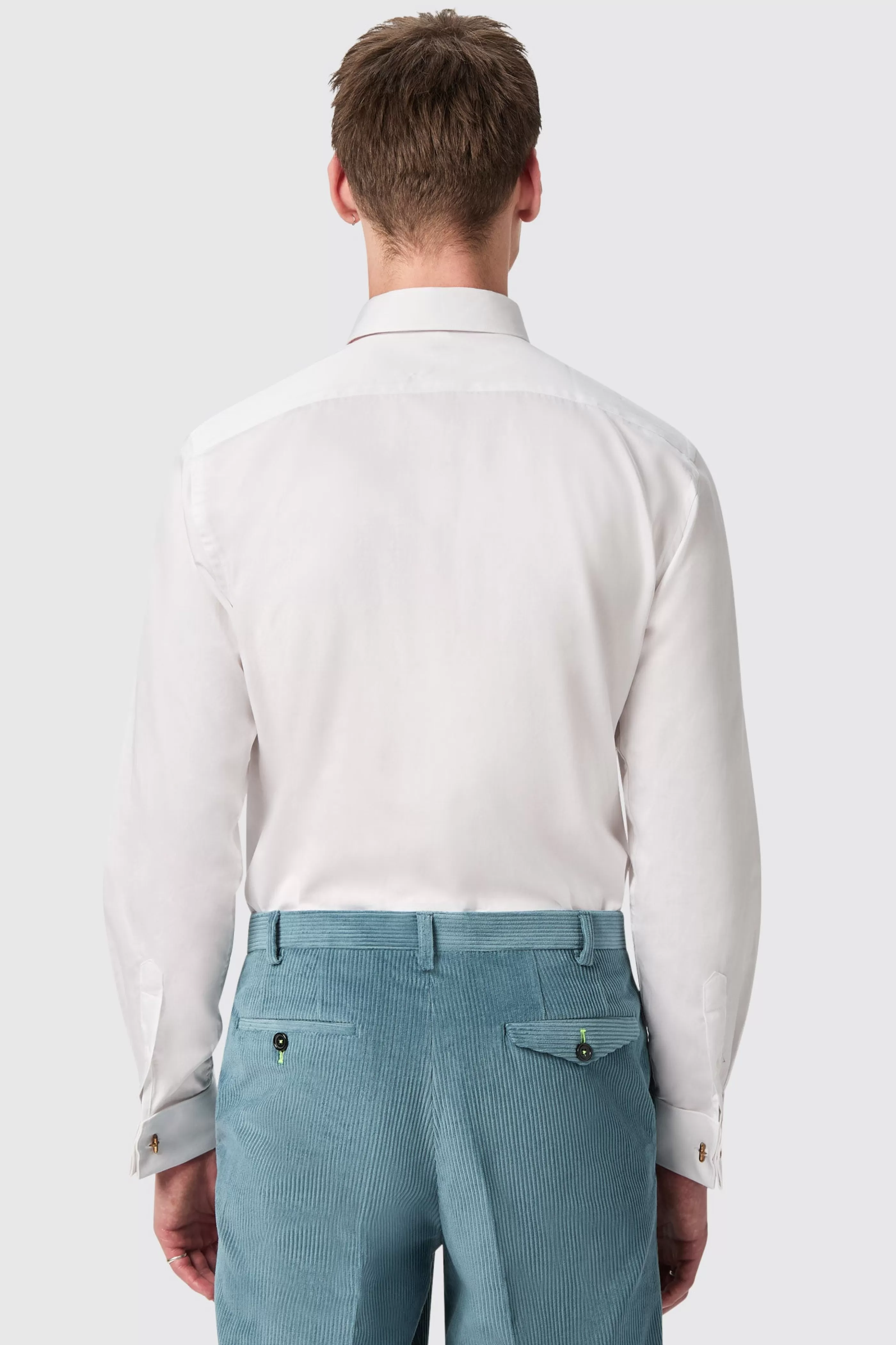 Westwood Skinny Fit White Double Cuff Cotton Shirt With Cufflinks | Twisted Tailor Online